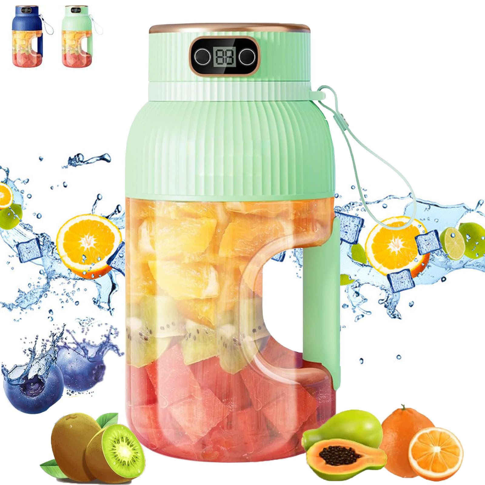 Photo 1 of Juice Cup Blender Portable,Multifunctional Portable Juicer Cup,Portable Juicer Cup with Digital Display, Small Travel Blender for Shakes and Smoothies (Green)