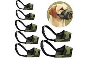CILKUS Dog Muzzles Suit, 7 PCS Adjustable Breathable Safety Small Medium Large Extra Dog Muzzles for Anti-Biting Anti-Barking Anti-Chewing Safety Protection (Camouflage)