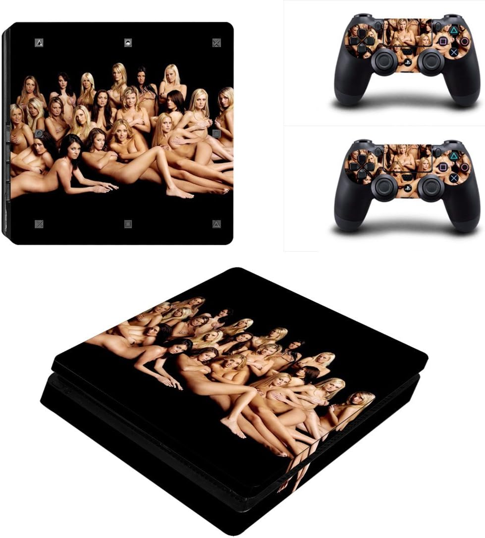 DOTBUY Slim PS4 PlayStation 4 Console Slim Design Foils Vinyl Skin Sticker Decal Sticker and 2 Dualshock Controller Skins Set Sexy Girls