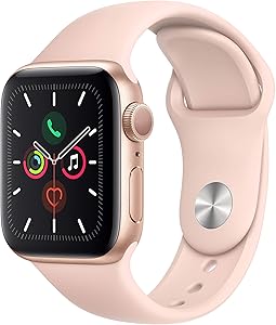 Apple Watch Series 5 (GPS, 40mm) - Gold Aluminum Case with Pink Sport Band (Renewed)