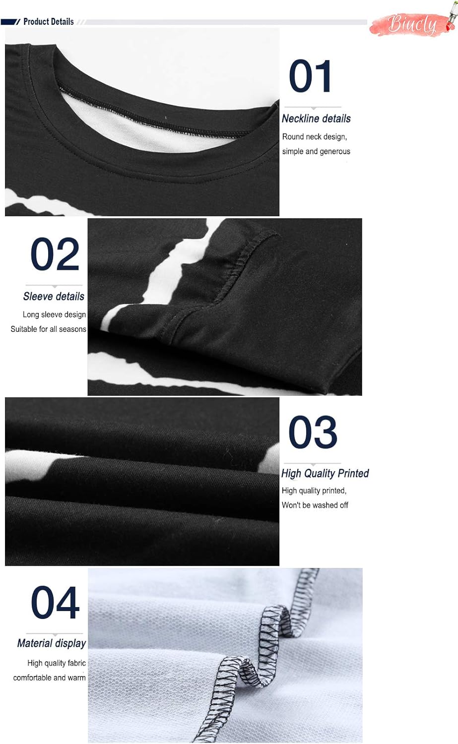 Biucly Womens Casual Crewneck Tie Dye Sweatshirt Striped Printed Loose Soft Long Sleeve Pullover Tops Shirts: Clothing