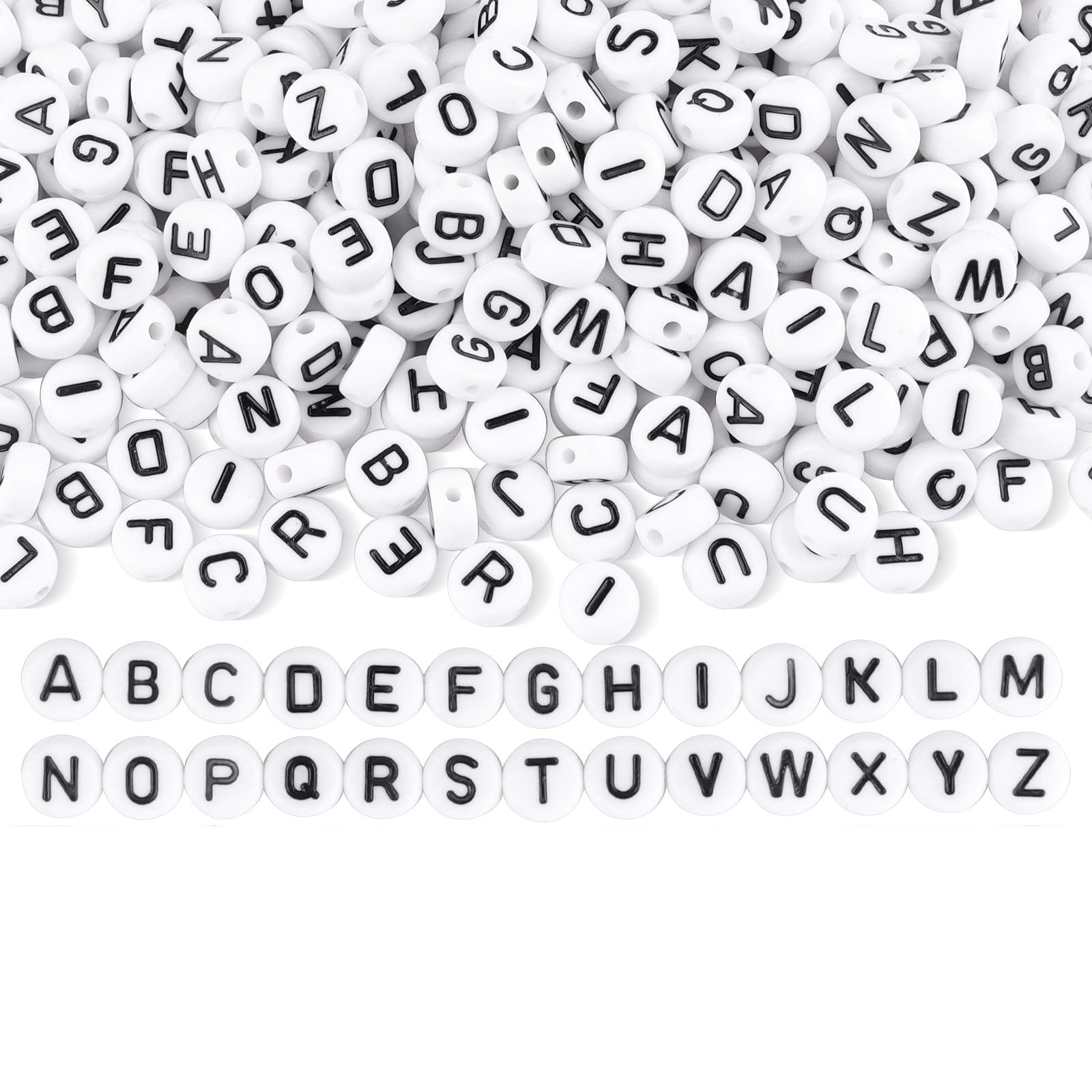 500Pcs Acrylic Letter A-Z Beads,7mm Round Alphabet Beads for Bracelet Making,Spacer for Necklace,Earring and Jewellery Making