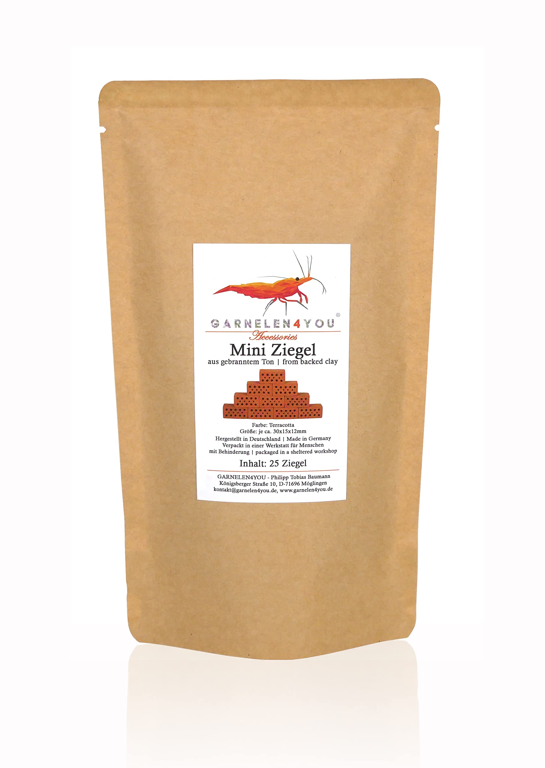 GARNELEN4YOU® Mini Brick Premium Shrimp Brick for Aquariums Made in Germany Plastic Free Packaging Miniature Brick (25 Mini Bricks)