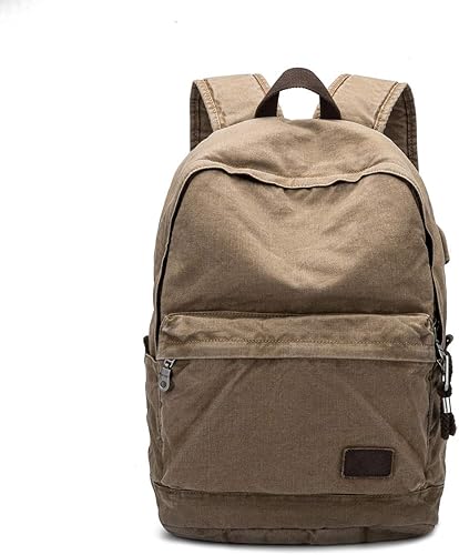 Amazon Co Jp キャンバス リュックサック メンズ Usbリュック 帆布バッグ レザーパック 大容量 通学 通勤 旅行 3色 カーキ シューズ バッグ