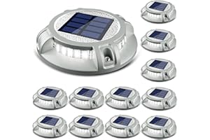 SIEDiNLAR Solar Driveway Lights Outdoor 4 Modes 40 LEDs Dock Driveway Markers Deck Light Waterproof for Step Ground Walkway Pathway Yard Garden, White/Warm Dynamic Lighting (12 Pack)