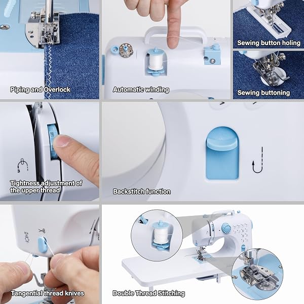 SEWING MACHINE FOR BEGINNERS WITH EXTENSION TABLE MINI SEWING MACHINES KIT SUPPLIES 12 BUILT-IN STITCHES WITH NEEDLES ASSORTED THREAD KIT STARTER KIT EASIEST FOR ADULT AND KIDS AGES 8-12 EASY SEWING