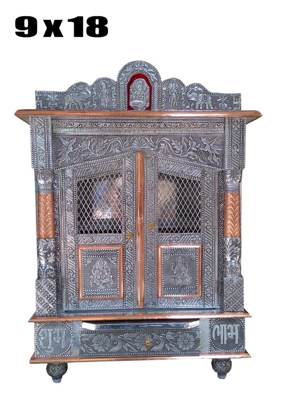 Buy Bit Chu Handcrafted Designs Wooden Mandir With Aluminium