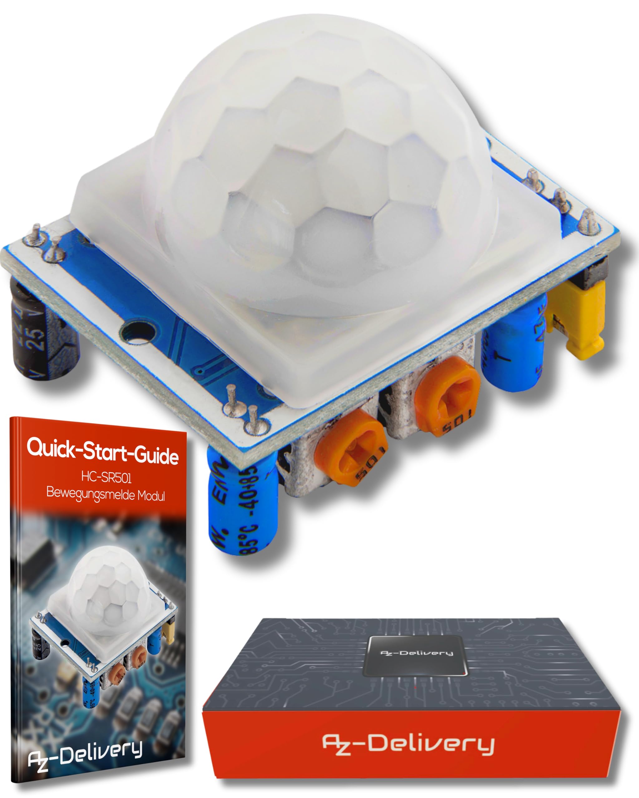 AZDelivery Compatible with HC-SR501 PIR Infrared Motion Detection Sensor Module compatible with Arduino and Raspberry Pi including E-Book!