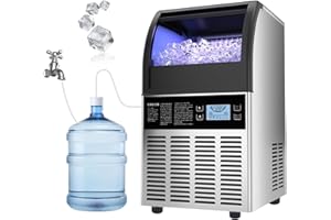 GSEICE Commercial 99lbs Ice Machine ETL Approved,Stainless Steel Under Counter Ice Maker with 30lbs Ice Storage Bin,Freestanding Ice Maker with Pump,Ideal for Restaurant,Bar,Kitchen,Home and RV