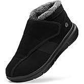 FitVille Diabetic Shoes for Women Wide Width Warm Slip-on Swollen Feet Shoes Boots Lightweight Adjustable Closure Walking Shoes for Elderly Foot Pain Relief Neuropathy