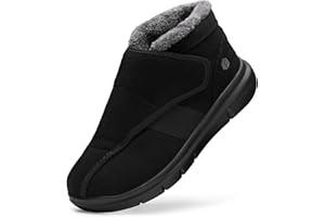 FitVille Diabetic Shoes for Women Wide Width Warm Slip-on Swollen Feet Shoes Boots Lightweight Adjustable Closure Walking Sho