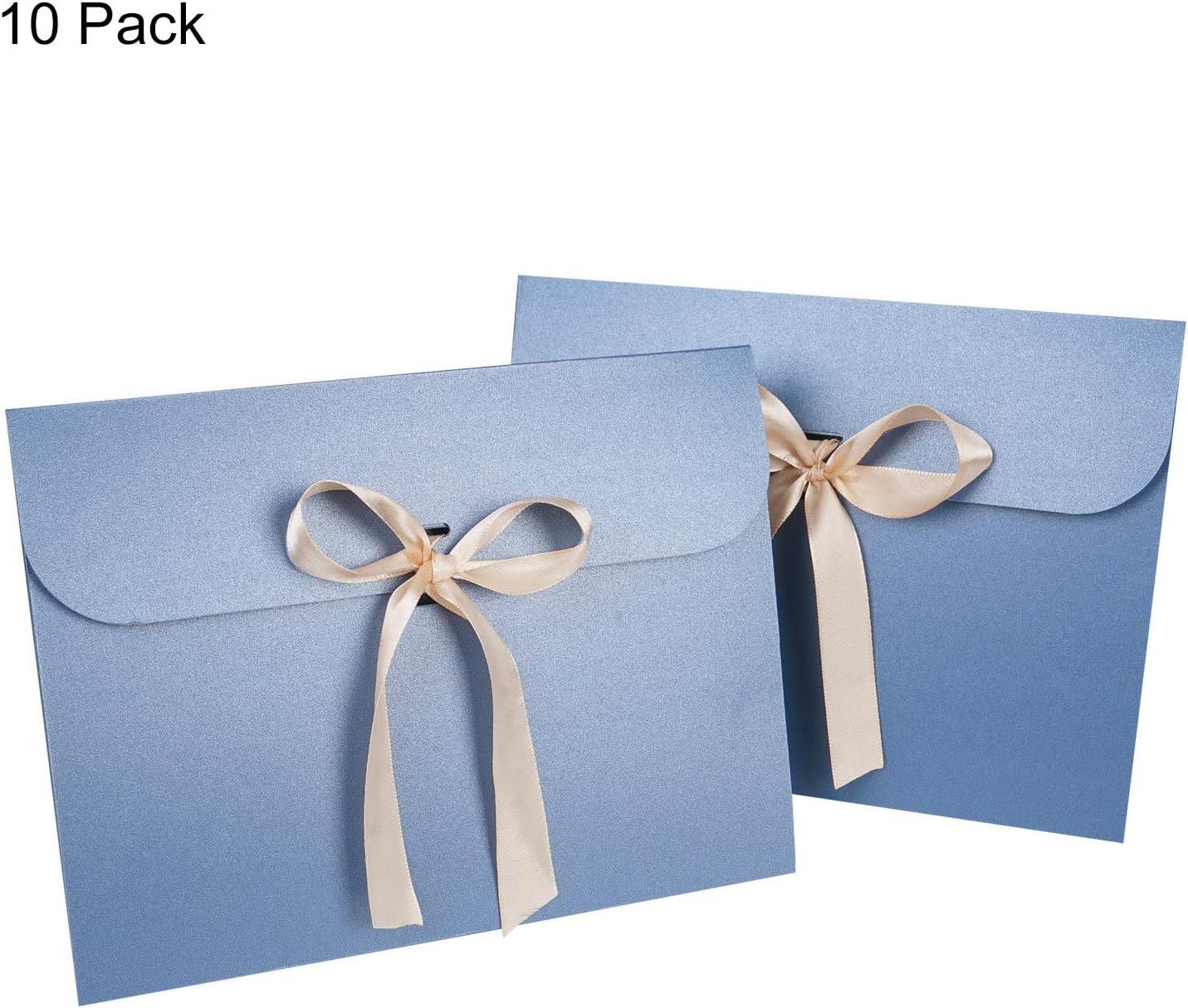 10Pcs Colourful Envelopes with Ribbon Kraft Paper Vintage Gift Envelope Invitation Greeting Card Envelopes for Valentine Christmas Thanksgiving Wedding Birthday Party Supplies Blue - Image 4