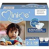 Minime Baby Diapers - Size 2 (9-18 lbs), Small, 100 Count, Premium Ultra Soft Disposable Baby Diapers, Hypoallergenic, Fragrance Free
