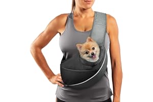 AOFOOK Dog Sling Carrier Anti - Pinch Hair Adjustable Breathable Mesh Sling Bag Carrier for Small Dogs Cats (Black All, M - Up to 10 lbs