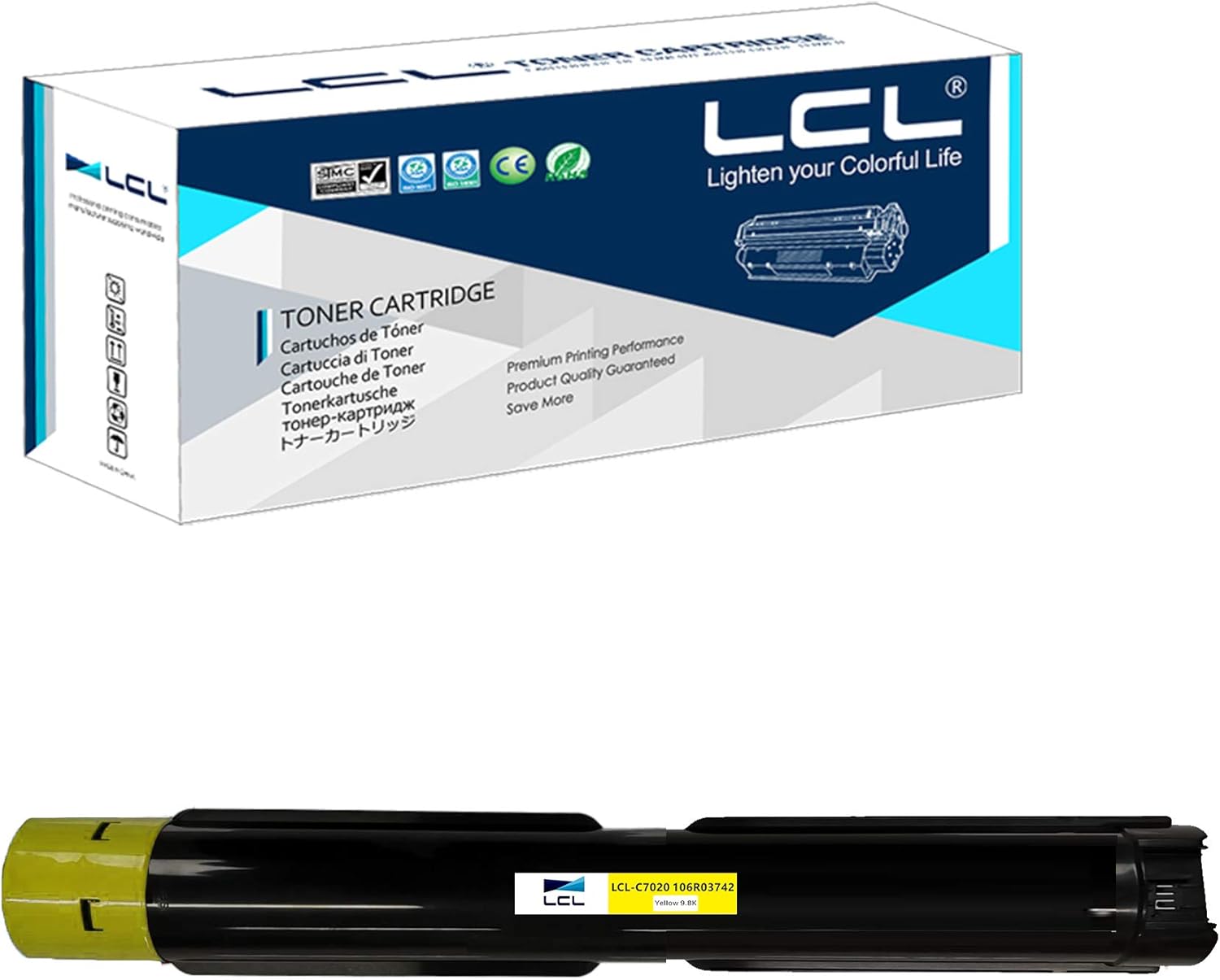 LCL Compatible Toner Cartridge for Xerox Versalink C7020 C7025 C7030 106R03742 Replacement for Xerox Versalink C7020 C7025 C7030 (1PK Yellow)