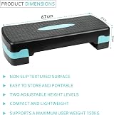 Denny International 2 Level Adjustable Yoga Step Blue Striped 10/15 cm view 4