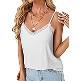 Rooscier Women's Lace V Neck Camisole Adjustable Strap Cami Sleeveless Tank Undershirt Top