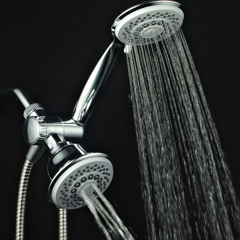 AquaStorm by HotelSpa 30-Setting SpiralFlo 3-Way HIGH PRESSURE Luxury Shower Head/Handheld Showerhead Combo with Water Saving Economy Mode/Chrome - - 