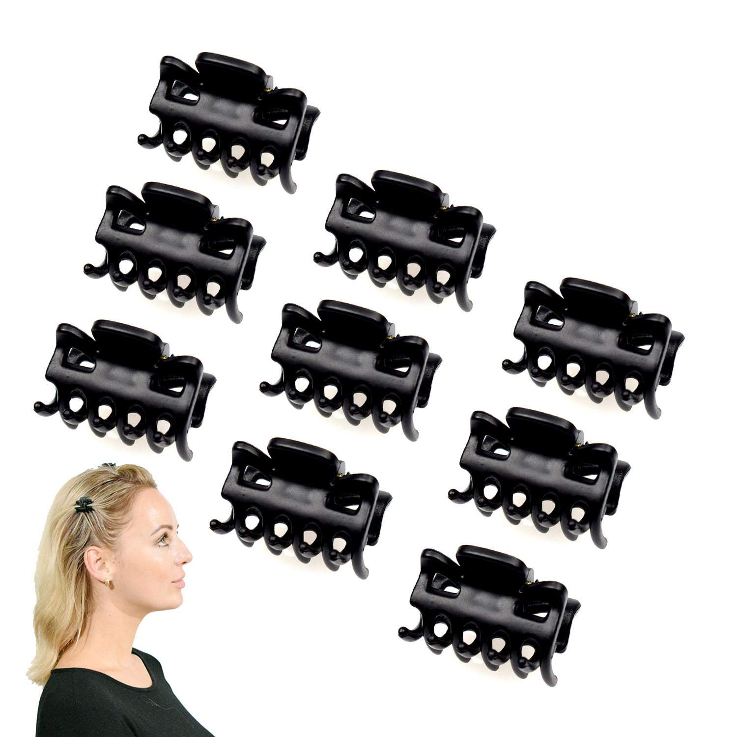 Basic Sense 1.1 Inch Mini Hair Claw Clips for All Hair Types, Strong Hold Durable, 9 Pcs