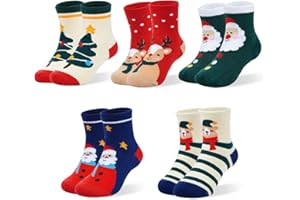 5 Pack Thick Fuzzy Socks Winter Warm Fluffy Cozy Home Sleep Socks Soft Wool Socks with Gift Box for Kids