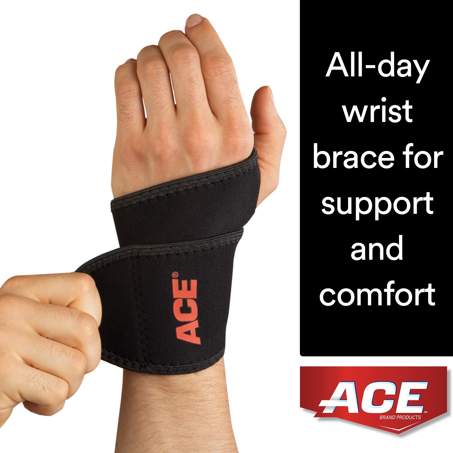 BraceUP® Adjustable Wrist Support, One Size Adjustable (Black), 1 PC