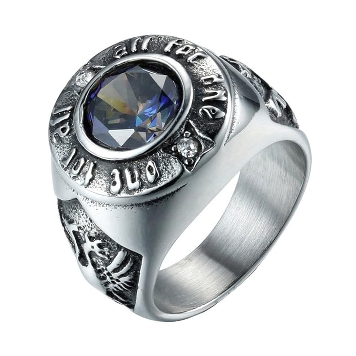 HIJONES Herren 316l Rostfreien Stahl Farbigen Kubischer Zirkon Siegelring Silber