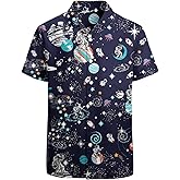 HUGLAZY 80s 90s Outfit for Men 4th of July Outfits Hawaiian Shirts Short Sleeve Button Down Funny Party