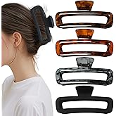 Markuii 5 Inch Large Unbreakable Hair Claw Clips, No Slip Matte & Glossy Not Easy to Break Square Clip for Women Thick Long Curly Hair, 4 Pack