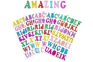 TTSAM 5 Sheets 210PCS Colorful Glittery Foam Self Adhesive Letters Stickers,Foam Letter Stickers Alphabet for Kid's Arts Craft Supplies Greeting Cards Scrap Books Home Decoration