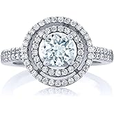 Gem Stone King 925 Sterling Silver Sky Blue Aquamarine Engagement Ring For Women | 1.71 Cttw | Round 6MM | Gemstone March Birthstone