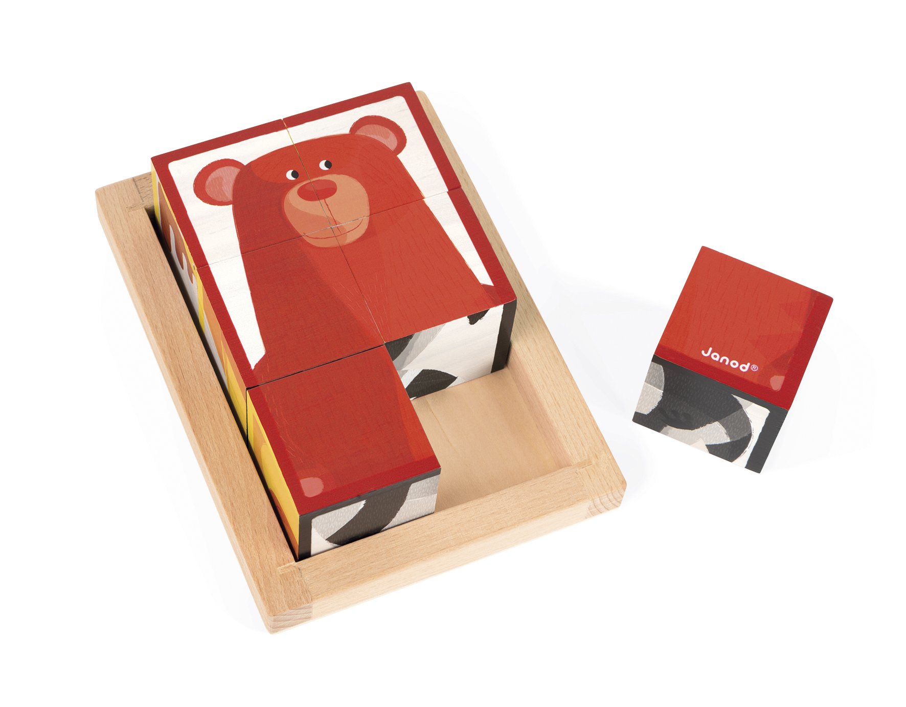 Janod - 6 Forest Blocks in Wooden Box FSC - Wooden Early - Learning Toy - Educational Game - Fine Motor Skills - 12 Months - J08200