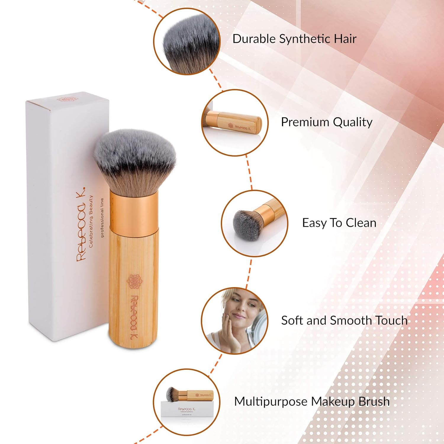 Kabuki Makeup Brush, Foundation Brush, Powder Brush, Pro Makeup Brush, Synthetic hair, Cruelty Free: Beauty