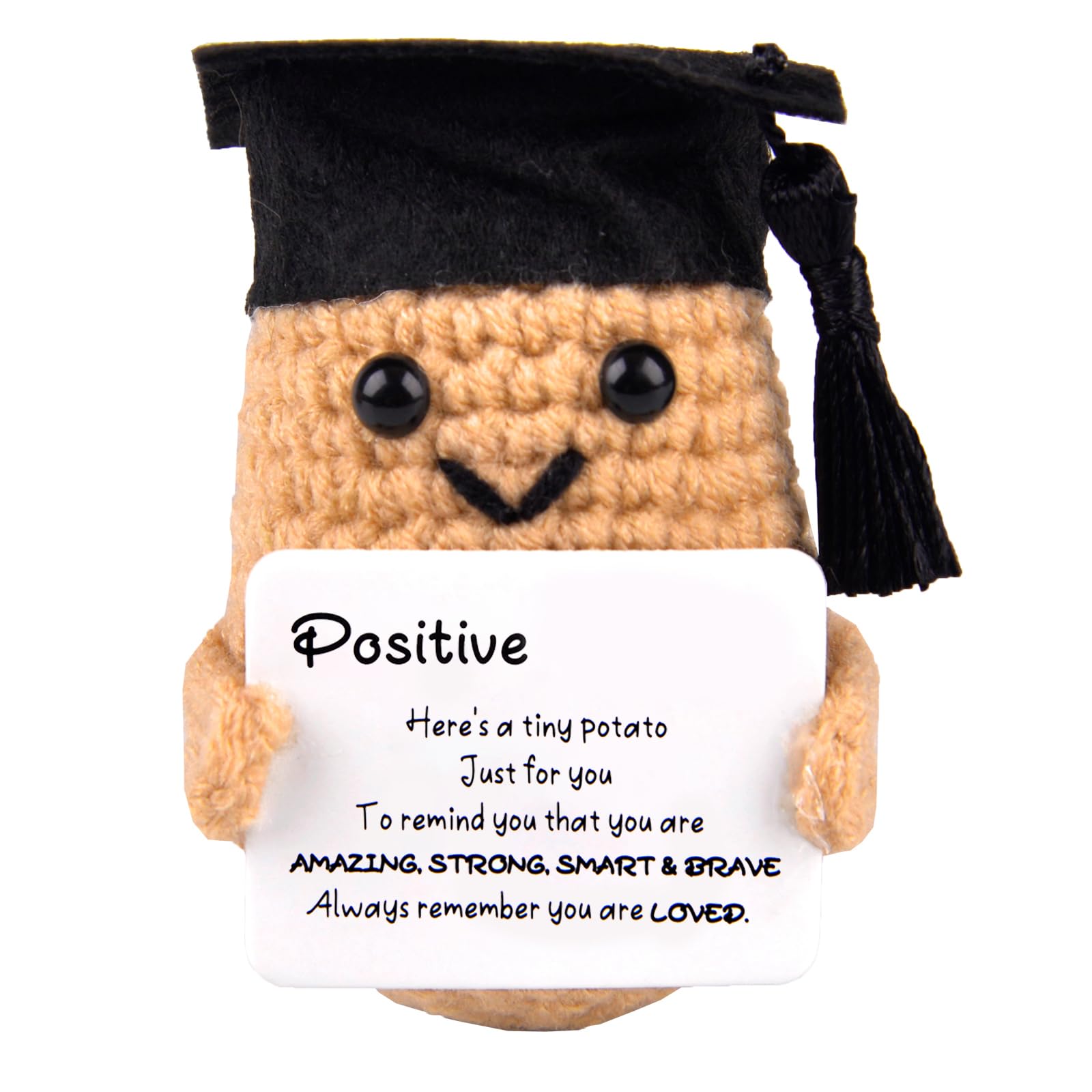 Funny Graduation Potato, Graduation Gifts for Her & Him, Positive Potato Crochet with Inspirational Card, Emotional Support Gift, Novelty Good Luck Gifts Charm Encourage Women Kids Students Exams