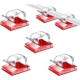 SOULWIT 50 Pcs Self Adhesive Cable Management Clips, Cable Organizers Sticky Wire Clips Cord Holder for TV PC Laptop Ethernet Cable Desktop Home Office (Clear)