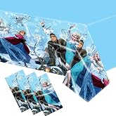 3PCS Frozen Birthday Tablecloth Decorations, Plastic Waterproof Tablecloths Blue Cartoon Party Supplies for Boys Girls Fans Concert Birthday Party