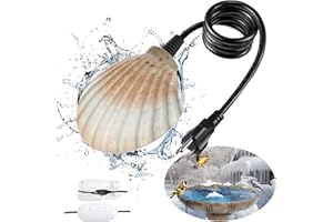 BISTEE 2024 Upgraded Faux Shell Bird Bath Heater with Extension Cord Protect Cover, Birdbaths De-Icer Water Heater Deicer with Thermostatically Controlled Suitable for Farm Livestock Drinking Outdoors