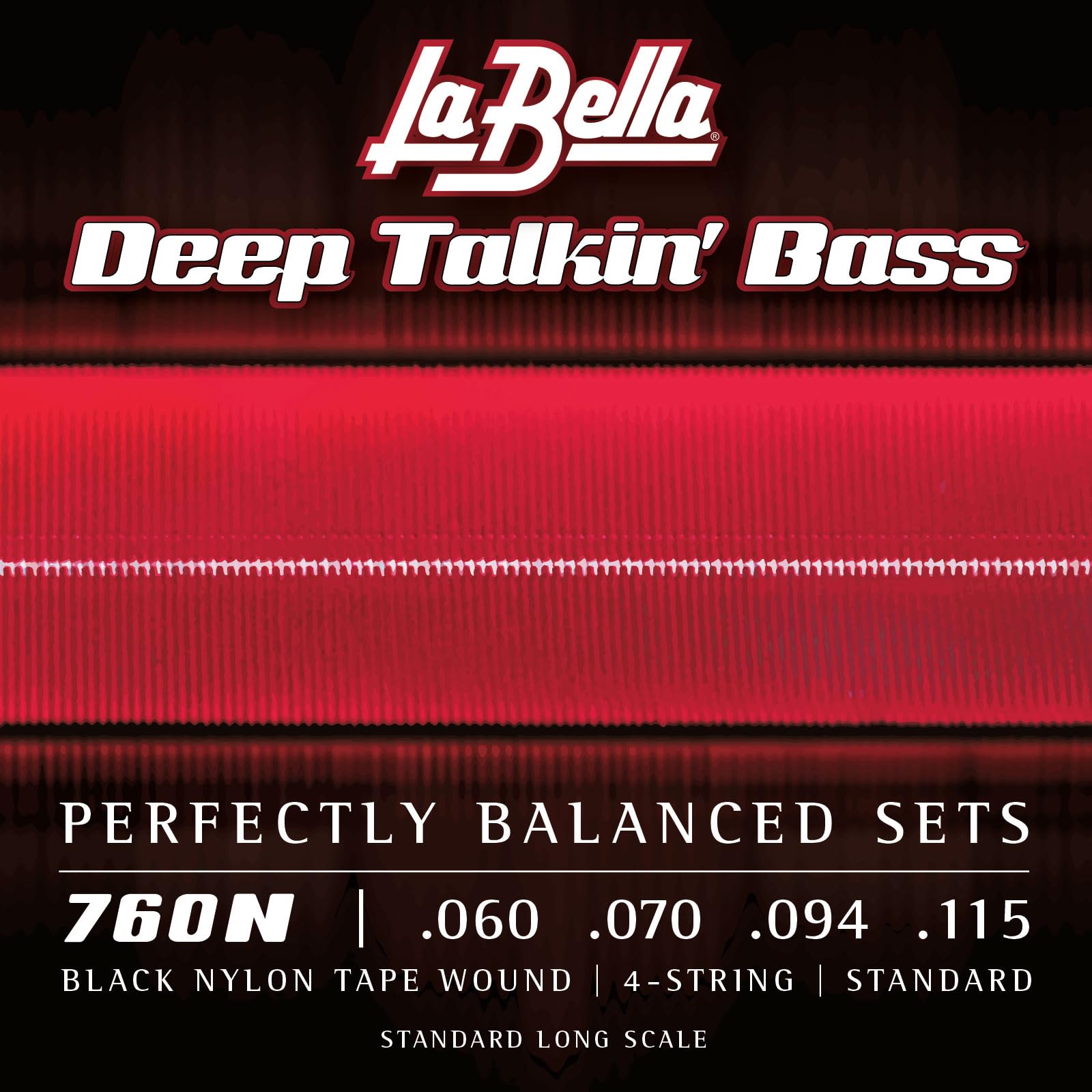 La Bella 760N Black Nylon Tape Wound Bass Strings Set 60/115