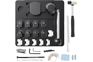 GOYAPPIN Ring Bender Tool for Spoon Rings Heavy Duty – Jewelry Ring Bending Tool Kit with Mandrel, Sizer Gauge, Nylon Dies, Hammer & Polishing Tools – Ring Maker Machine for DIY Jewelry Craft