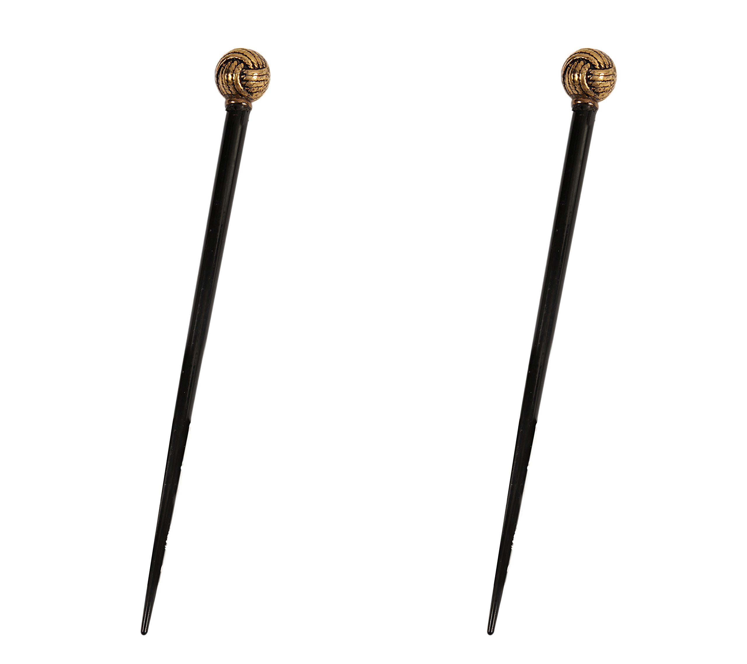 Caravan Black Lacquered Hair Stick Decorated in 1 of Many Ropes Antique Gold Bead and Spacer