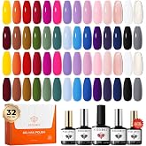 modelones Gel Nail Polish Set Glitter Nude 32PCS 28Colors Red Green Purple