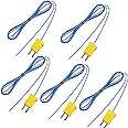 2 Meter K-Type Temperature Sensor Mini-Connector Probe Sensor Temperature Sensors Measure Range -40 to 400 Degrees Celsius (-104 to 752 Degrees Fahrenheit) for Thermocouple Sensors(5 Pieces)
