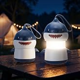WORKPRO 2-Pack Kid Camping Lantern, Shark Night Light, Christmas, Halloween | 5-Mode RGB Kids Lanterns, Cute Shark Lamp with Soft 360&deg; Glow &amp; Lanyard, Shark Party Favors, Shark Decorations