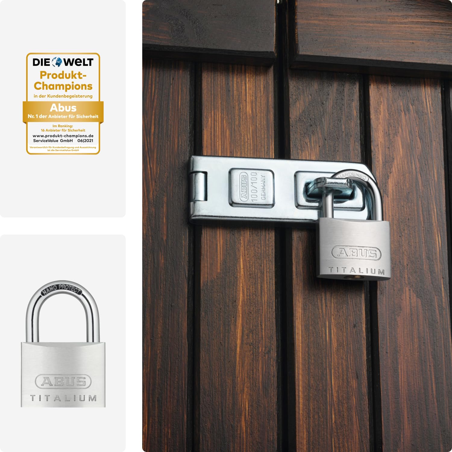 ABUS Vorhängeschloss Titalium 64TI/60 - Kellerschloss mit Schlosskörper aus Spezial-Aluminium - gehärteter Stahlbügel - ABUS-Sicherheitslevel 6 6