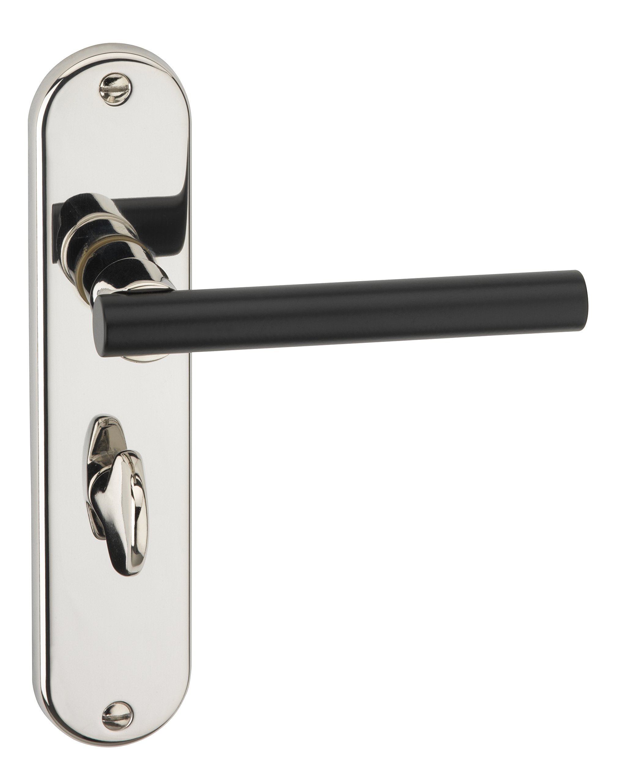 URFIC 14-5490-5225-04E WC Poitiers Bathroom Door Lever, Polished Nickel/Black