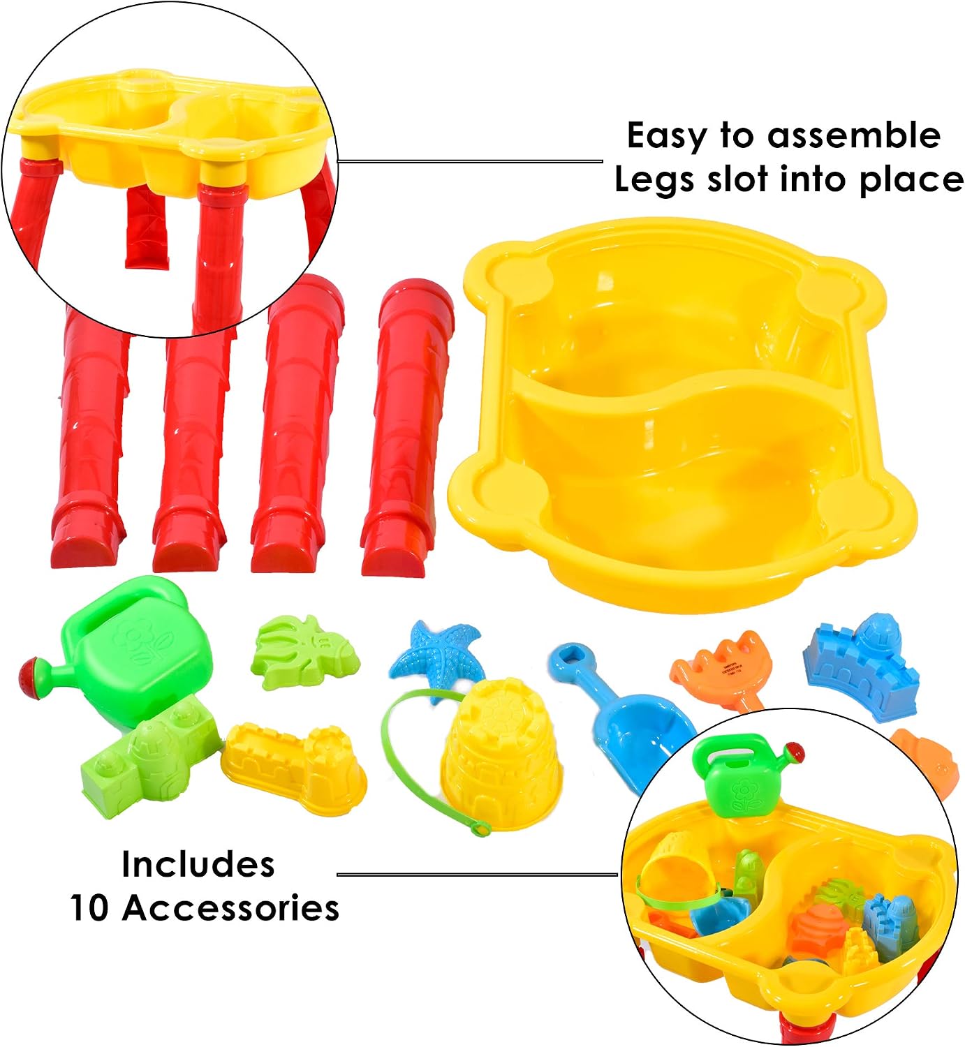 KandyToys Sand and Water Table with Lid and Accessories - Kids Outdoor Play Garden Sandpit, Multicolor, Large (50x43x37cm) - Image 5