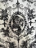 55 Inch Lace Fabric Soft Black Skull Lace Fabric