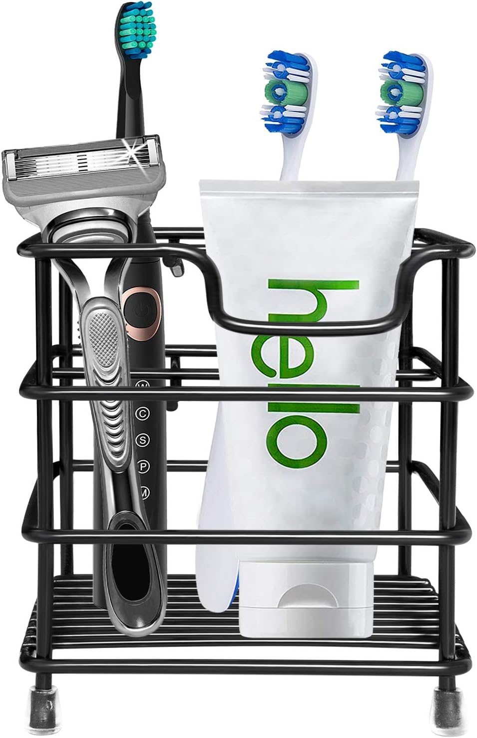 HYRIXDIRECT Toothbrush Holder Stainless Steel Rustproof Bathroom Electric Toothbrush Holder Toothpaste Storage Organizer Stand for Vanity Countertops: Home & Kitchen
