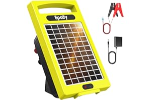 EPOIFY 24 Hour Solar Electric Fence Charger, 20 Miles, Up to 10200v Output Range Electric Fence Charger, 0.32J Portable Energizer with Rechargeable Solar Panel for Livestock & Predator Protection