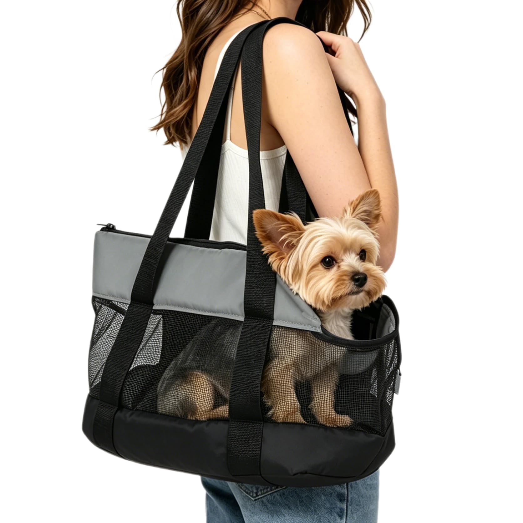 Dog Carrier Handbag Shoulder Bag Breathable Small Dog Head Out Handbag Rucksack Bag Hands-Free Chest Carrier Portable Mesh for Small Medium Dog Puppies Kitten 6-11LB Outdoor Travel Hiking Shopping