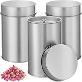 Zopeal Tea Storage Tin Canisters, 16 Oz Loose Tea Container, Silver, 3 Pack | Double Lids Preserve Freshness, Metal Tea Tins for Coffee Matcha Sugar Herbs Spices, Countertop Pantry Organizers